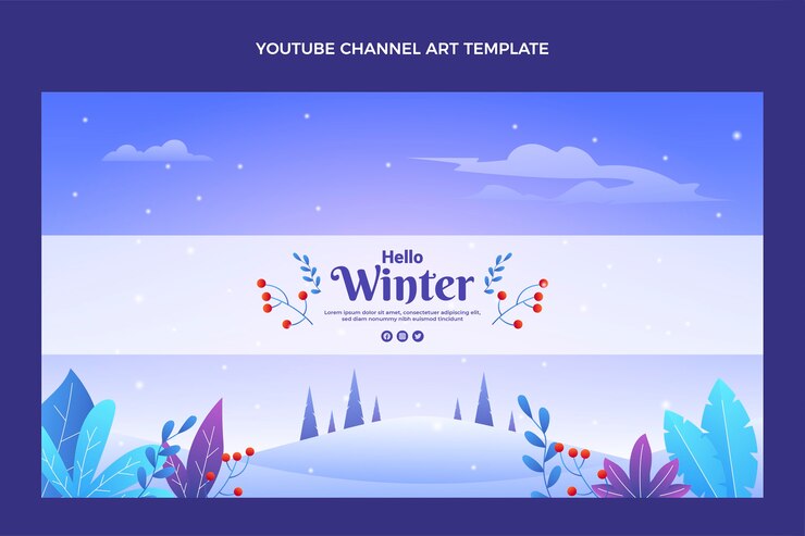 Vector Gratis gradient winter youtube channel art