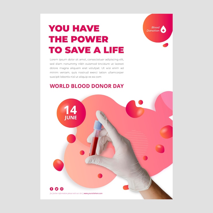 Vector Gratis gradient world blood donor day vertical flyer template