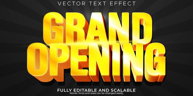 Vector Gratis grand opening text effect editable gold and luxury text style