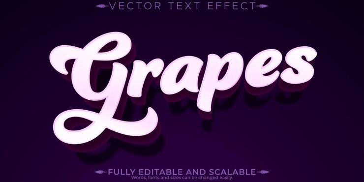 Vector Gratis grape wine text effect editable fruit and food text style