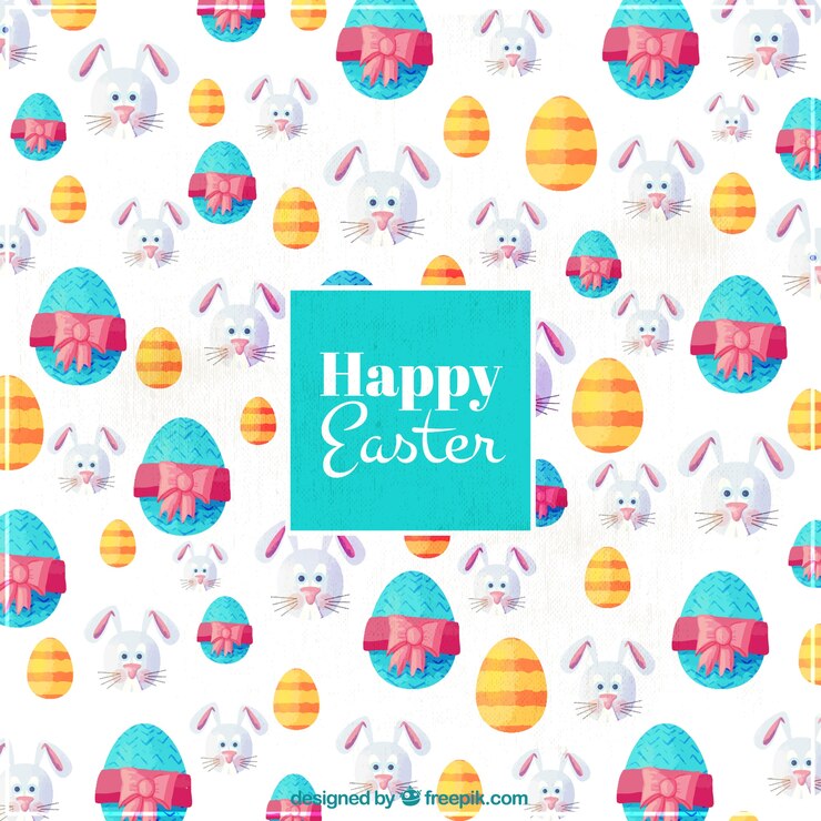Vector Gratis great easter background with decorative rabbits and eggs
