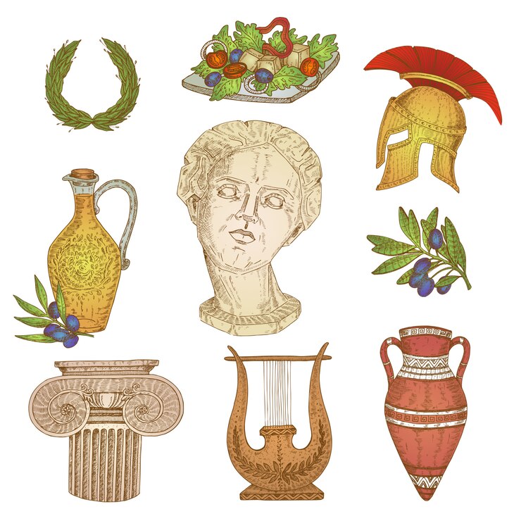 Vector Gratis greece in color set