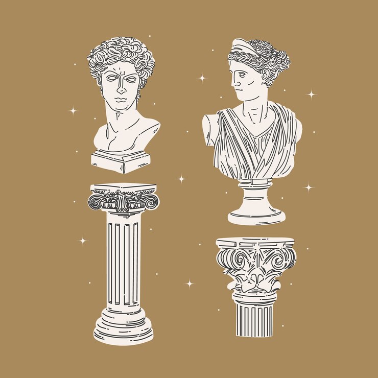 Vector Gratis greek statues illustration set