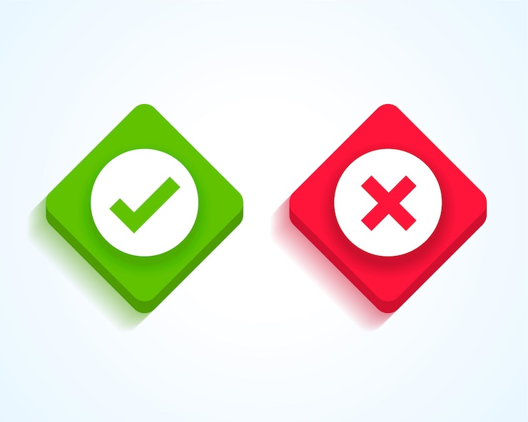 Vector Gratis green check mark and red cross buttons