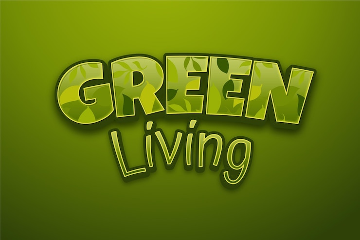 Vector Gratis green living text effect design