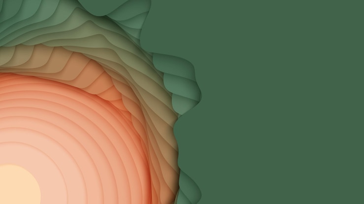 Vector Gratis green to orange paper layers 3d abstract gradient papercut colorful origami shape concept