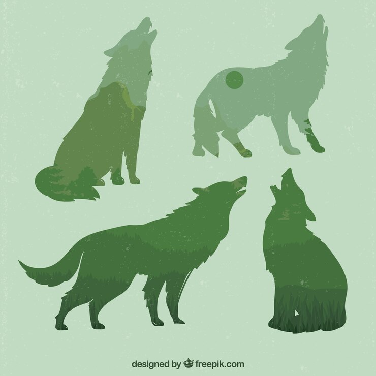 Vector Gratis green woves silhouettes