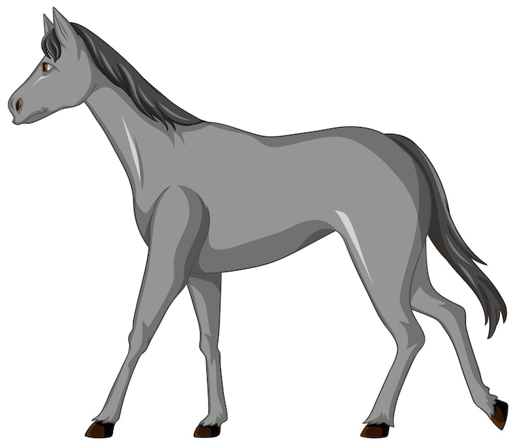 Vector Gratis grey horse walking cartoon