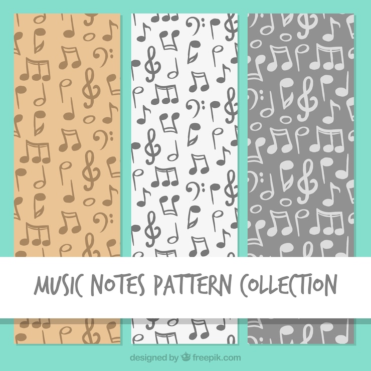 Vector Gratis grey music notes pattern background