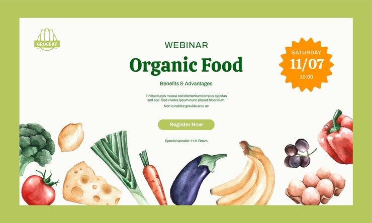 Vector Gratis grocery store webinar template