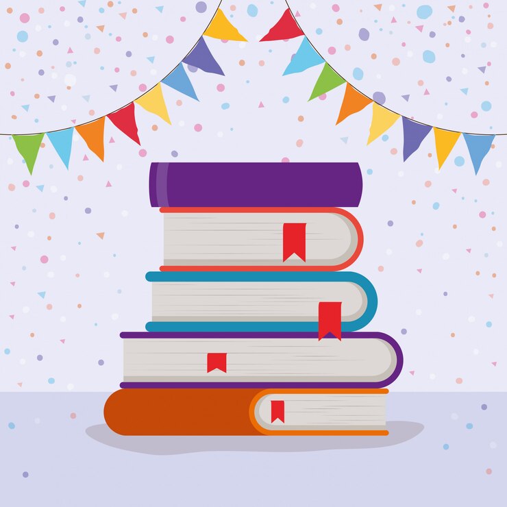 Vector Gratis group of books and pennant   