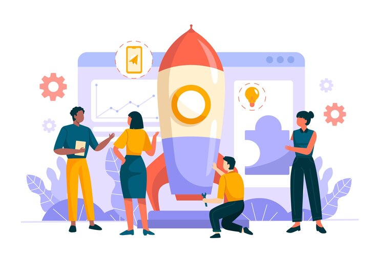 Vector Gratis group of people starting a business project
