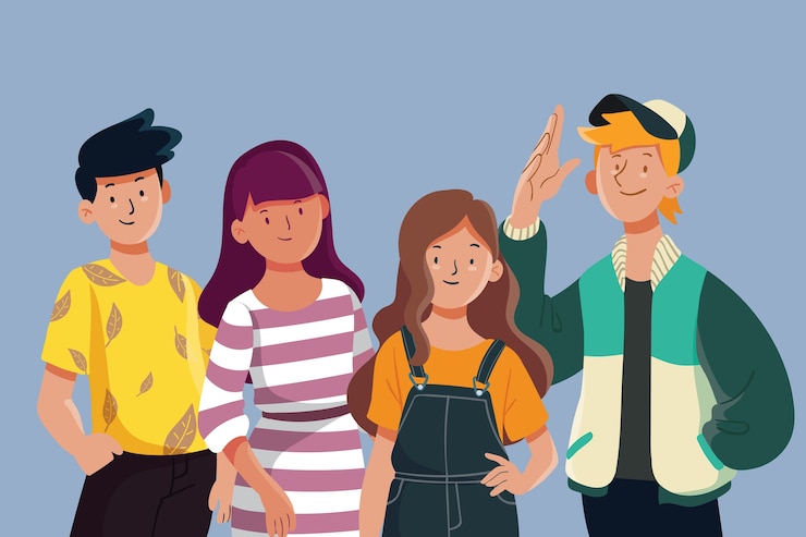 Vector Gratis group of young people illustration