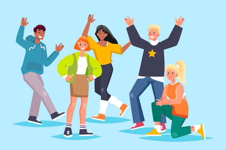 Vector Gratis group of young people illustration