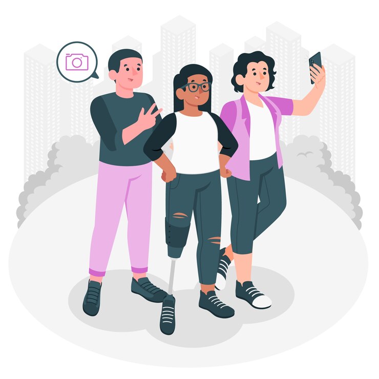 Vector Gratis group photo concept illustration