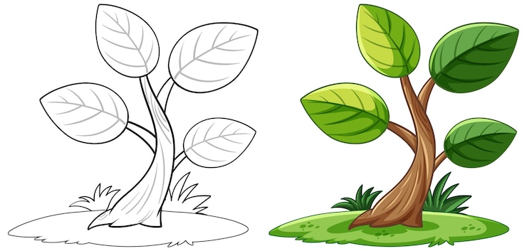Vector Gratis growing tree vector illustration and outline