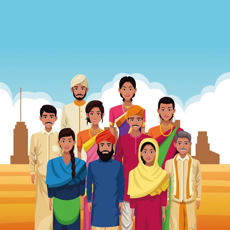 Vector Gratis grup kartun india dari india