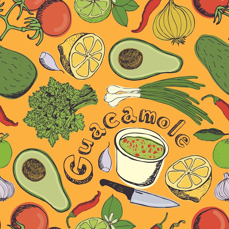 Vector Gratis guacamole seamless pattern