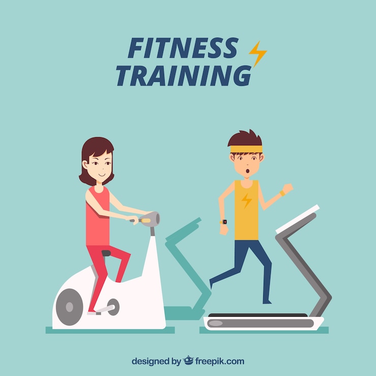 Vector Gratis guys training in a treadmill