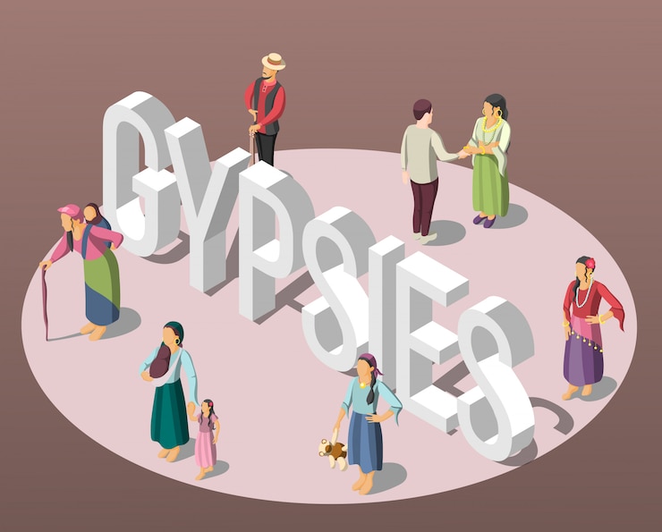 Vector Gratis gypsies isometric background