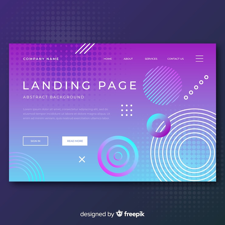 Vector Gratis halaman arahan bentuk geometris