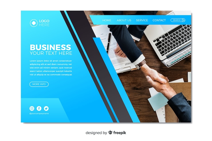Vector Gratis halaman arahan bisnis dengan foto
