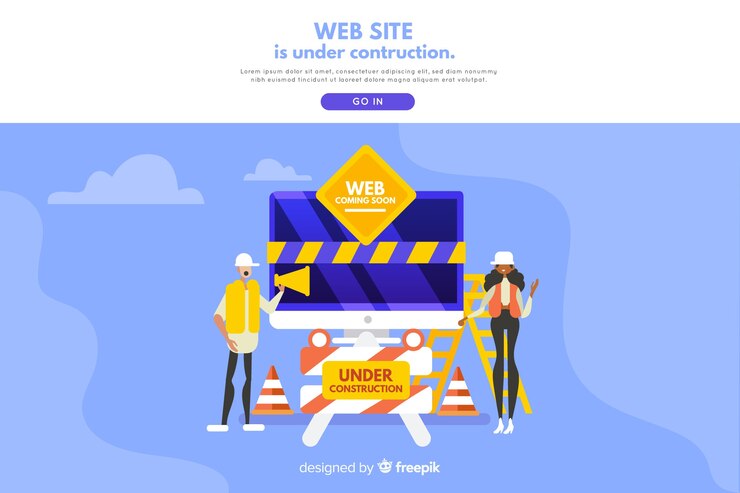 Vector Gratis halaman arahan dalam pembangunan