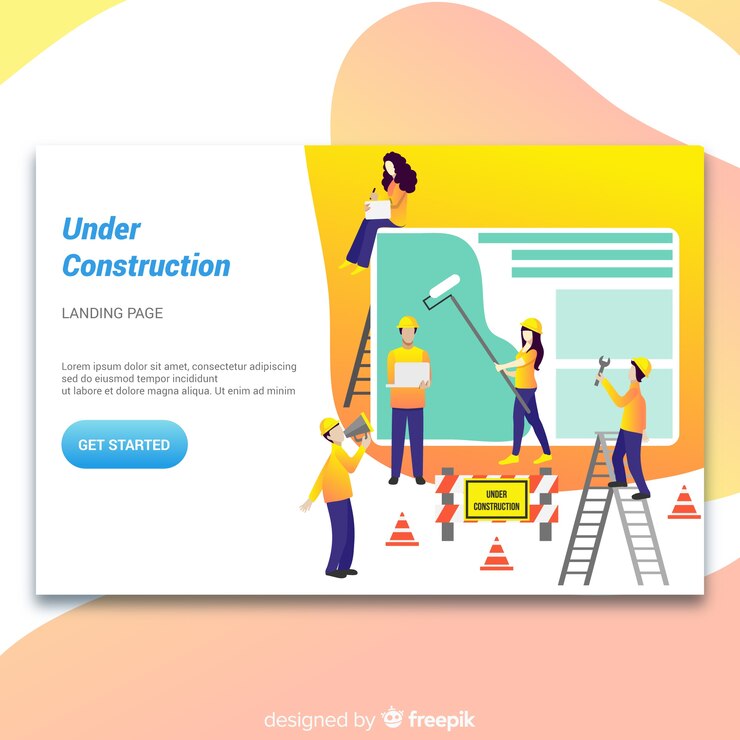 Vector Gratis halaman arahan dalam pembangunan