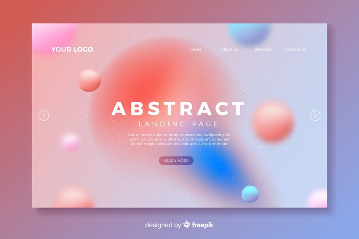 Vector Gratis halaman arahan dengan bentuk abstrak