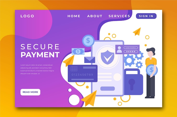 Vector Gratis halaman arahan pembayaran aman