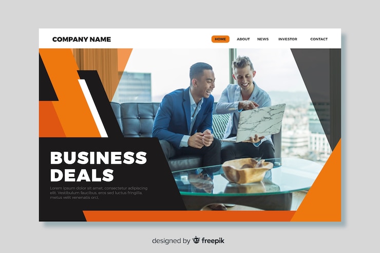 Vector Gratis halaman arahan penawaran bisnis dengan foto