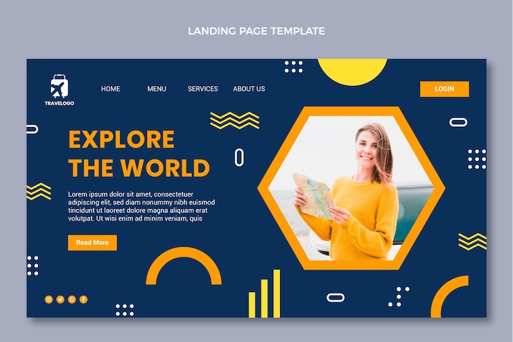 Vector Gratis halaman arahan perjalanan datar