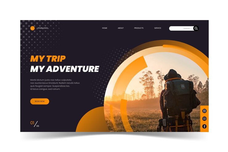 Vector Gratis halaman arahan perjalanan dengan foto