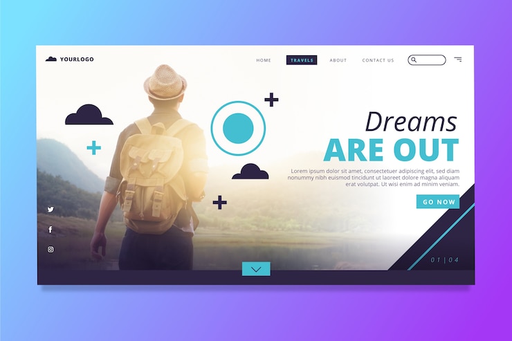 Vector Gratis halaman arahan perjalanan dengan foto
