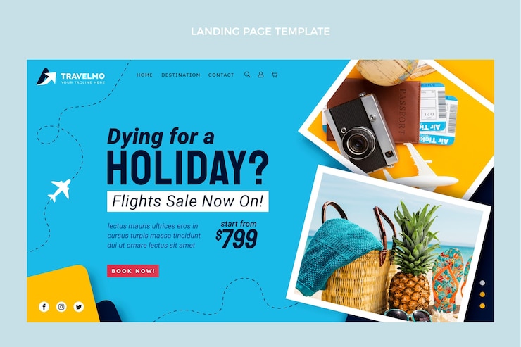 Vector Gratis halaman arahan perjalanan desain datar
