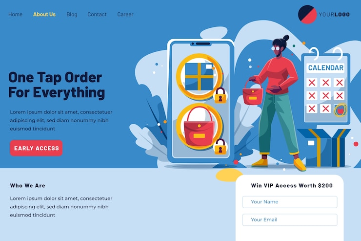 Vector Gratis halaman arahan pra-pemesanan dan klien wanita