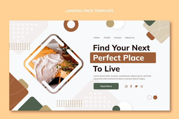 Vector Gratis halaman arahan real estat geometris abstrak desain datar