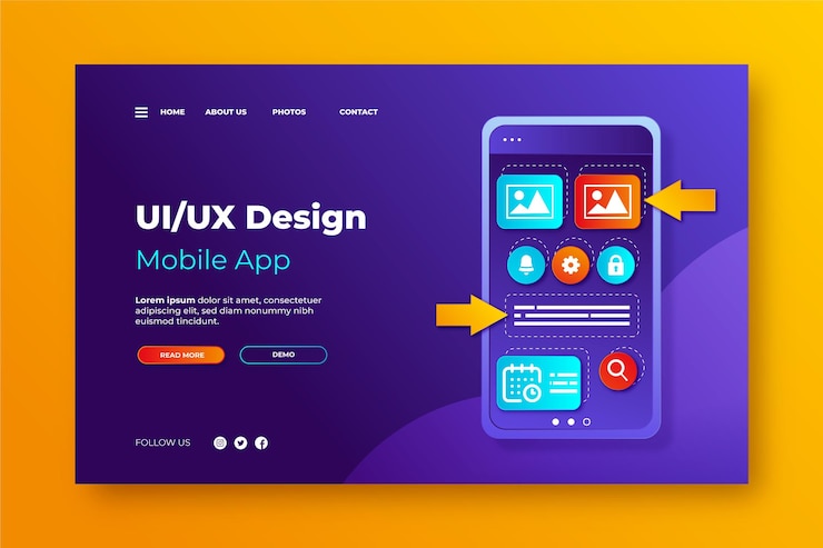 Vector Gratis halaman arahan ui/ux gaya gradien