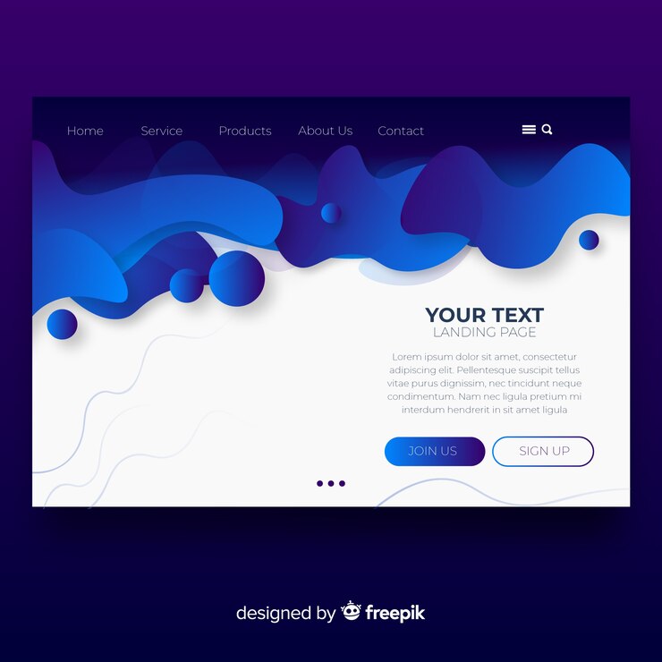 Vector Gratis halaman landas efek cairan