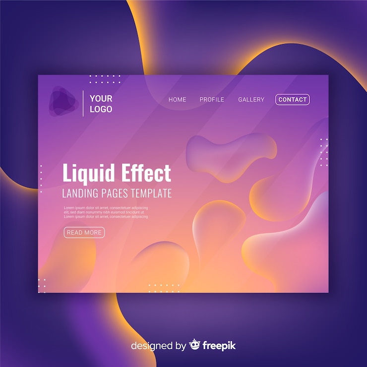 Vector Gratis halaman landas efek cairan