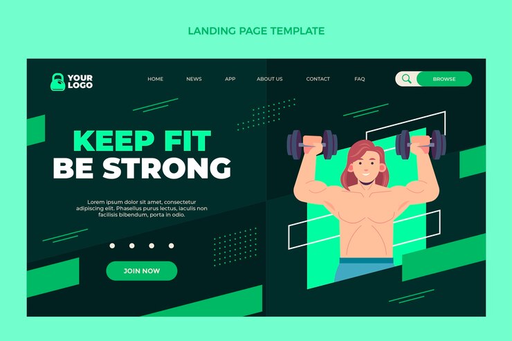 Vector Gratis halaman landas kebugaran desain datar