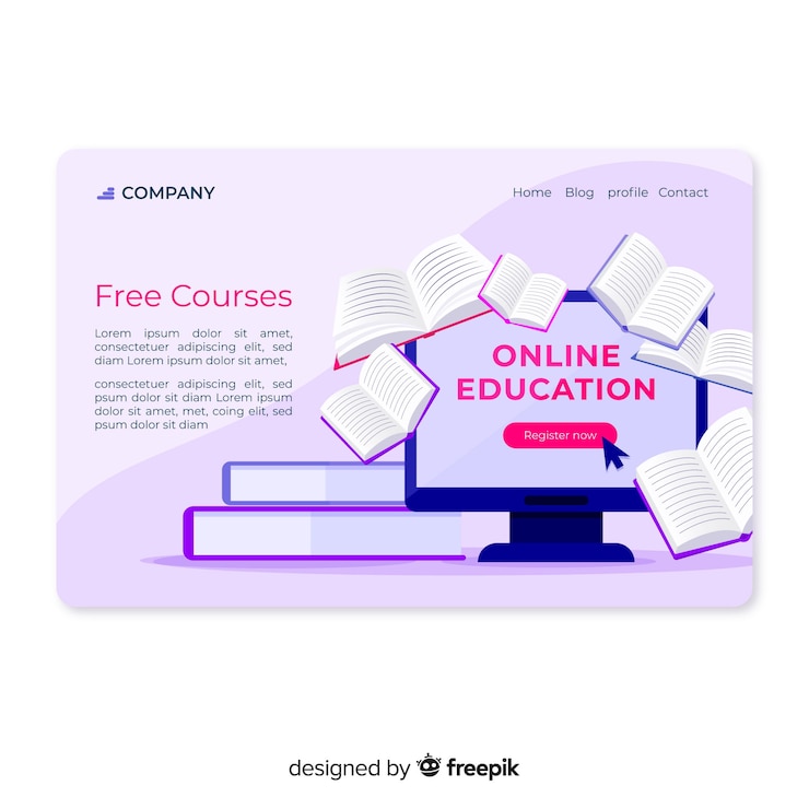 Vector Gratis halaman landas pendidikan online