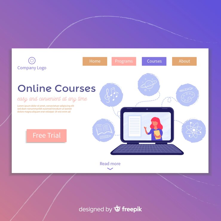 Vector Gratis halaman landas pendidikan online