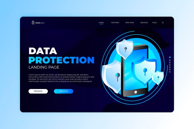 Vector Gratis halaman landas perlindungan data