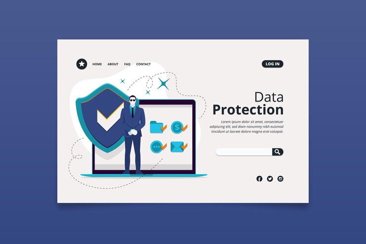 Vector Gratis halaman landas perlindungan data