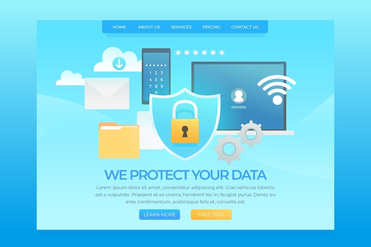 Vector Gratis halaman landas perlindungan data