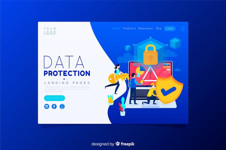 Vector Gratis halaman landas perlindungan data