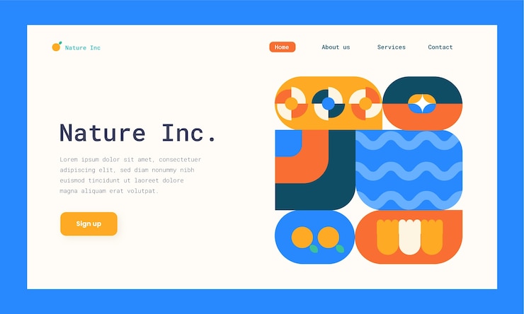 Vector Gratis halaman landas pola geometris desain datar