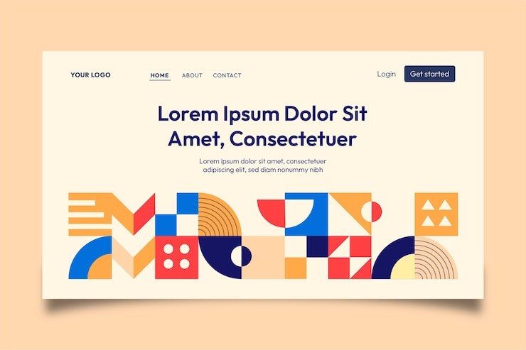 Vector Gratis halaman landas pola geometris desain datar
