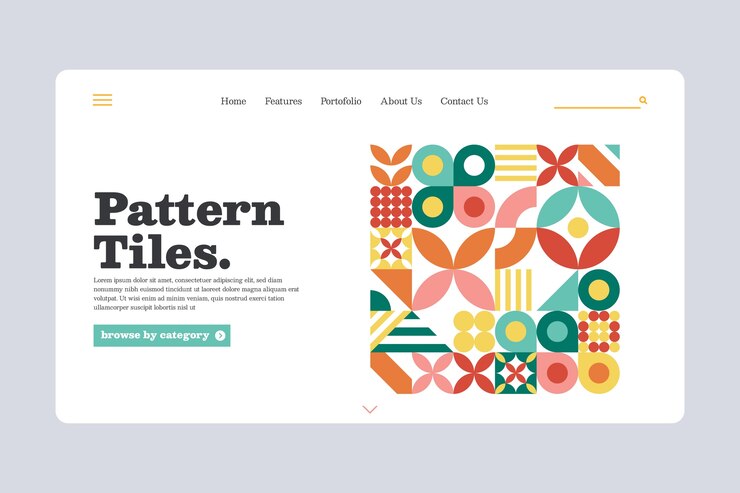 Vector Gratis halaman landas pola geometris desain datar